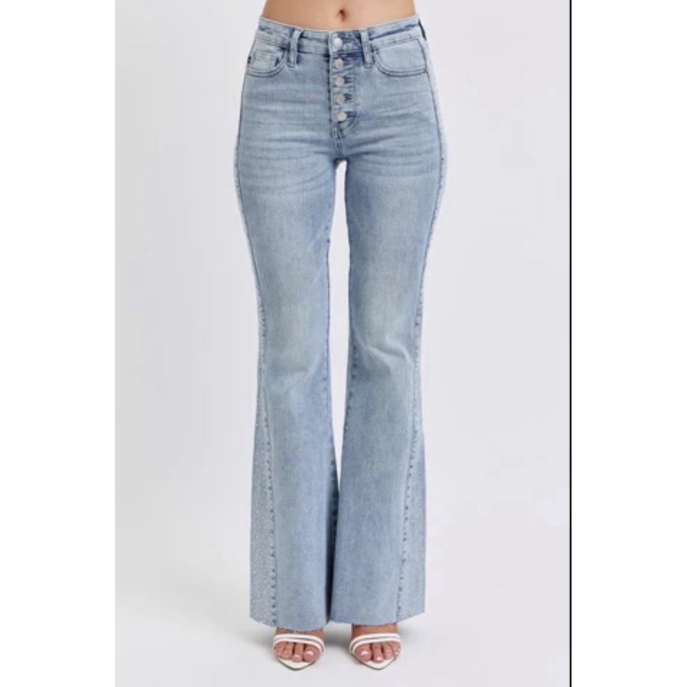 Free People High-Rise Micro Boot Button Up Jeans